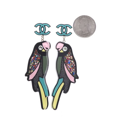 chanel parrot earrings|Chanel extrait earrings.